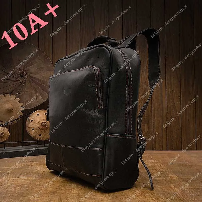 10A+ Wysokiej jakości torby Trend Cowhide ręcznie robiony plecak skórzana warstwa głowica męska Podwójna moda na ramię szkolna koreańska torba komputer biznesowy