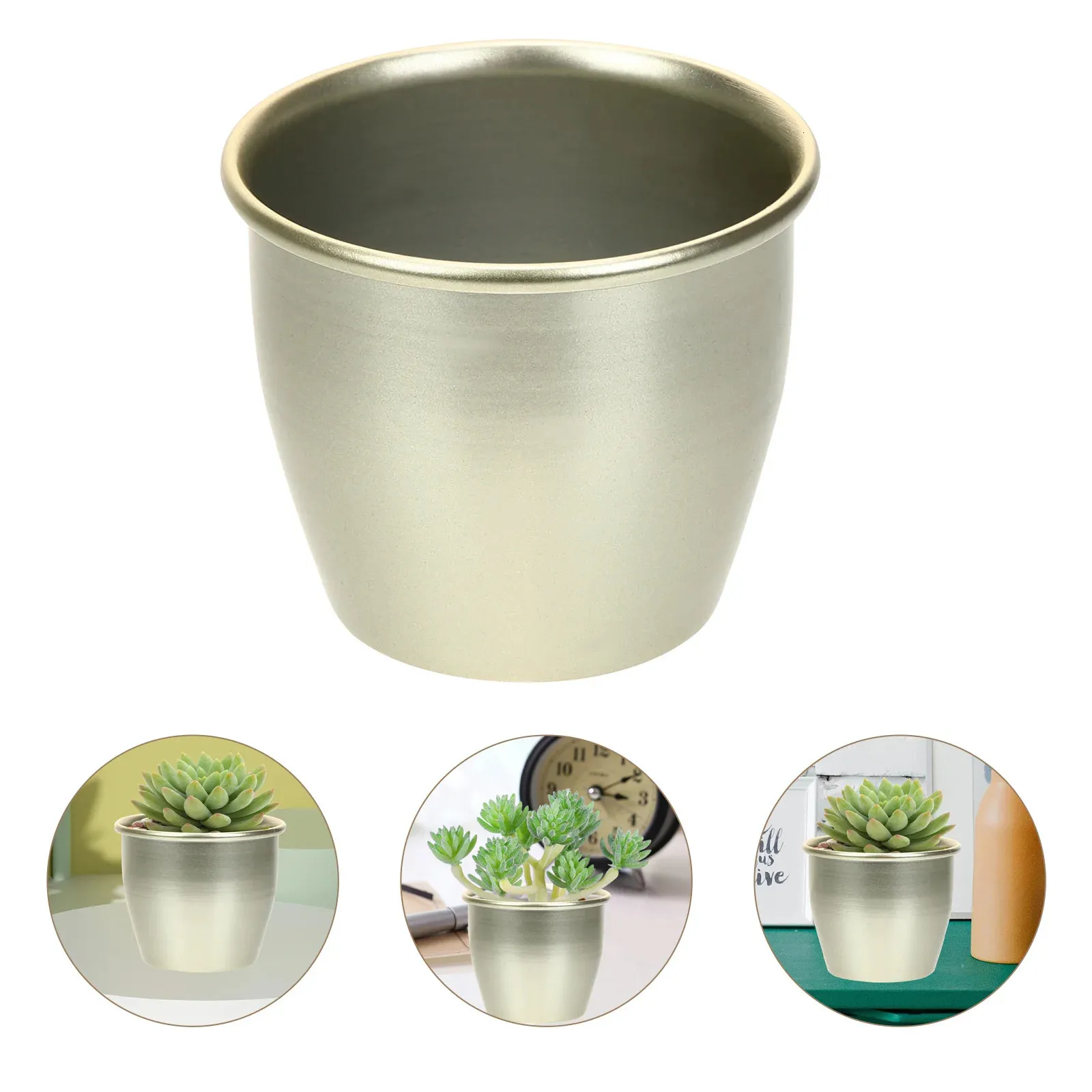 1PC Mini flowerpot metal plant garden plant outdoor flowerpot balcony indoor container 240118