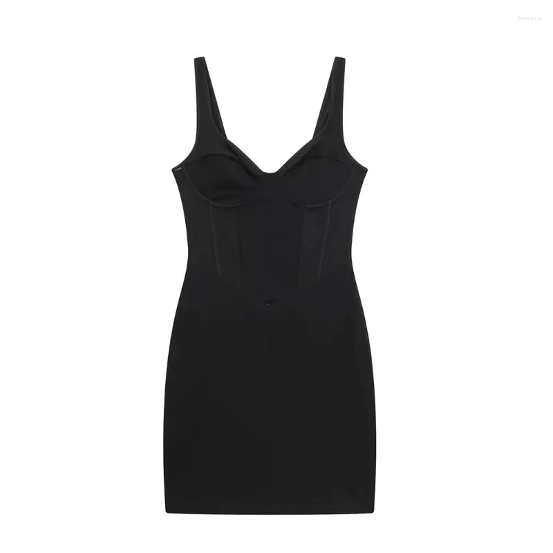 Vestidos casuais primavera 2024 moda feminina mini vestido único retro ombro cinto cintura oco magro sexy tanque sem mangas