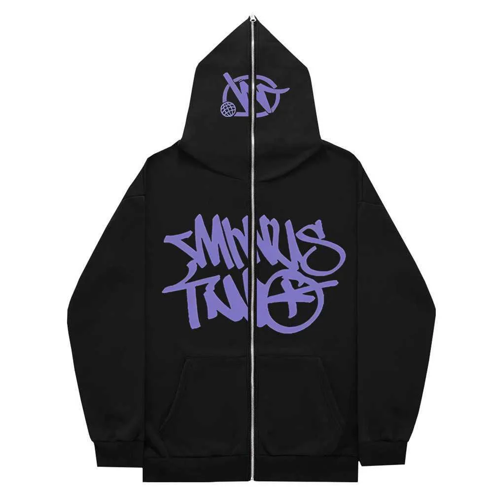 Y2K unisex trendiga varumärke fleece hoodies och tröjor med långa dragkedjor överdimensionerade hoodies gata klädparti