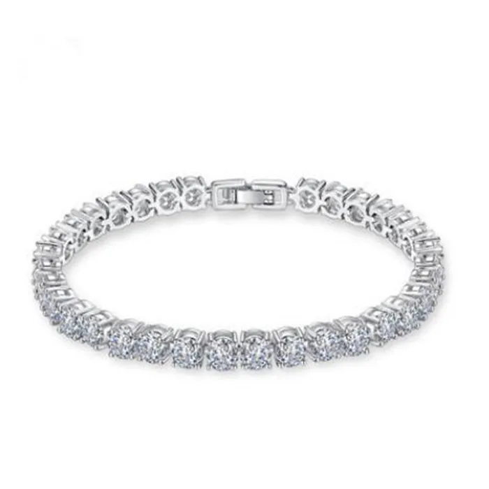 Mode 18 cm CZ tennis bracelet zircon perles hommes bracelet chaînes brin bracelets pour femme pulseiras bijoux argent cristal bracelets