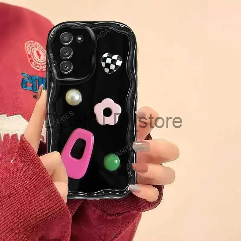 Custodie per telefoni cellulari Custodia morbida in silicone con ornamento carino 3D per Samsung Galaxy S23 Ultra S22 Plus S21 Fe 5G Cover posteriore ondulata su S 23 22 21 S23ultra S23Fe J240118