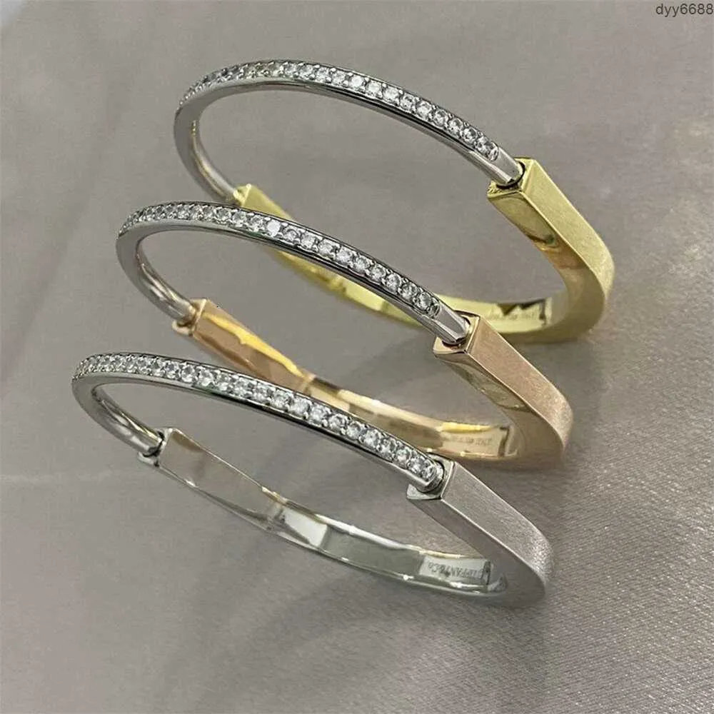 Bracelet chaîne diamant T serrure colorée Bracelet en argent Sterling 925 or Rose 18 carats Bracelet de mode pour femmes