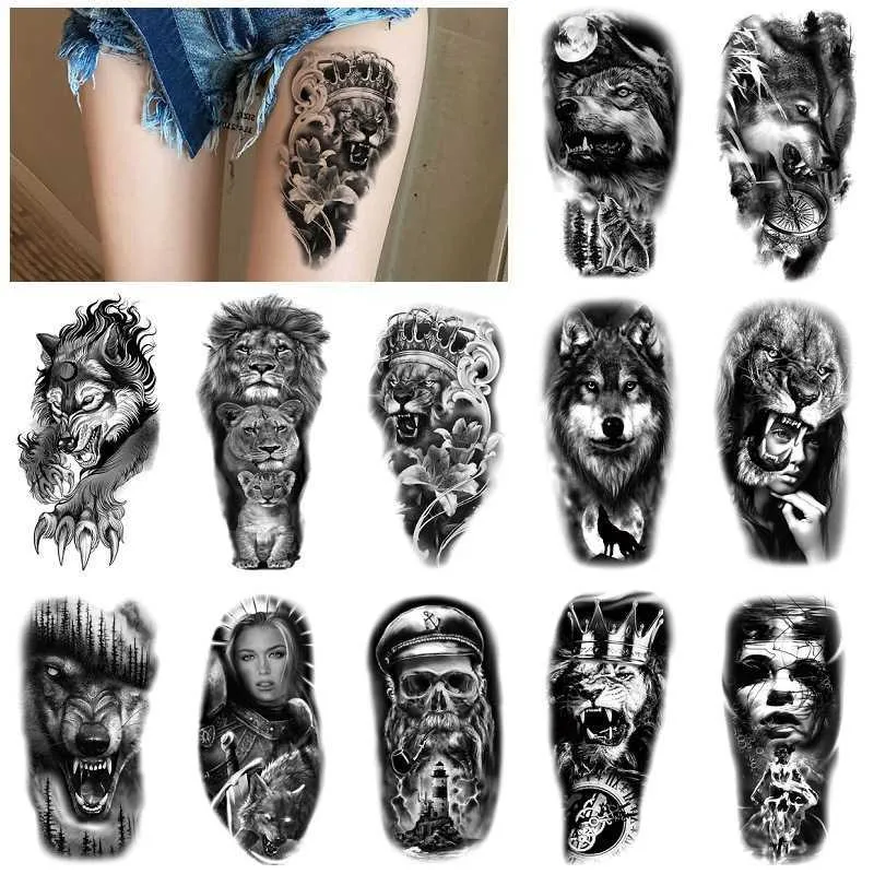 Set Water Transfer Printing Black Element Animal Pattern Simulation Disposable Party Leisure Tattoo Sticker