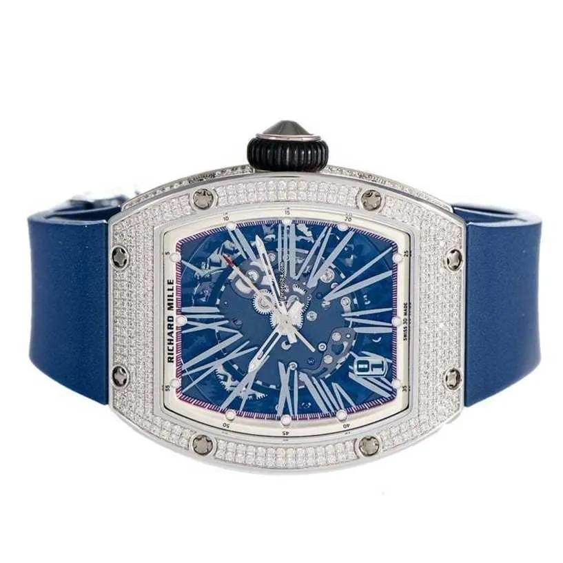 Luxury Automatic Watch RM023 Style, Platinum, Diamond Accent, Hollow  Dial, Calendar, Men's 38x45mm Timepiece