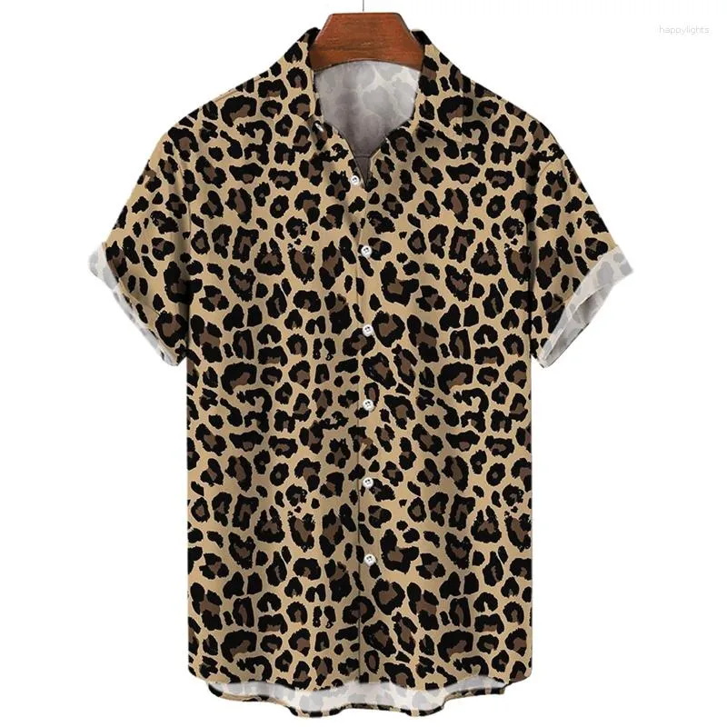 Camicie casual da uomo Uomo 2024 Maglie a manica corta Abiti larghi Tiger Stampato Trendy Streetwear Harajuku Moda per hawaiano