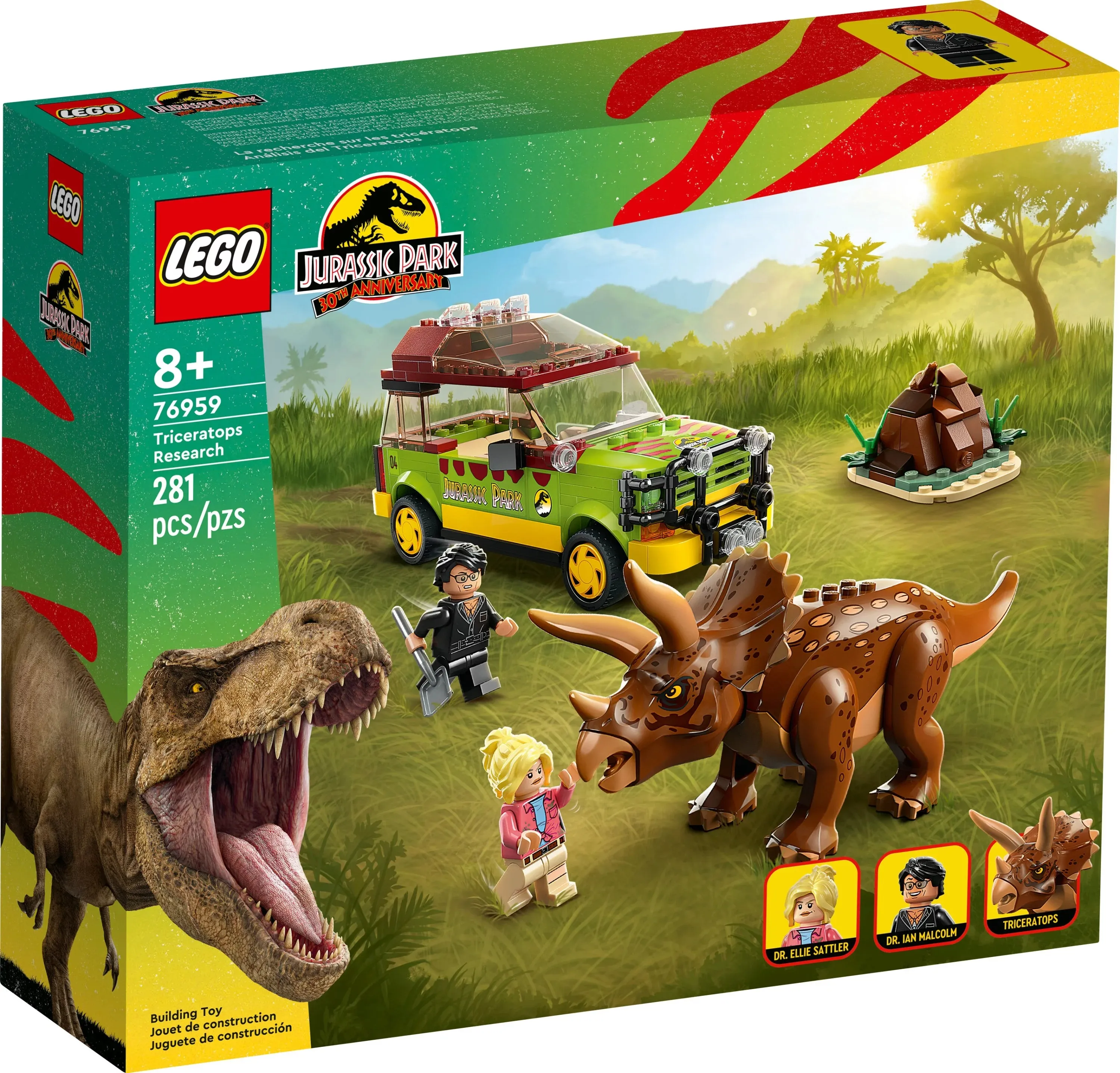 LEGO Jurassic Park Triceratops Research 76959 Jurassic World Spielzeugbauset, lustiges Geburtstagsgeschenk für Kinder ab 8 Jahren, mit einem baubaren Ford Explorer-Autospielzeug