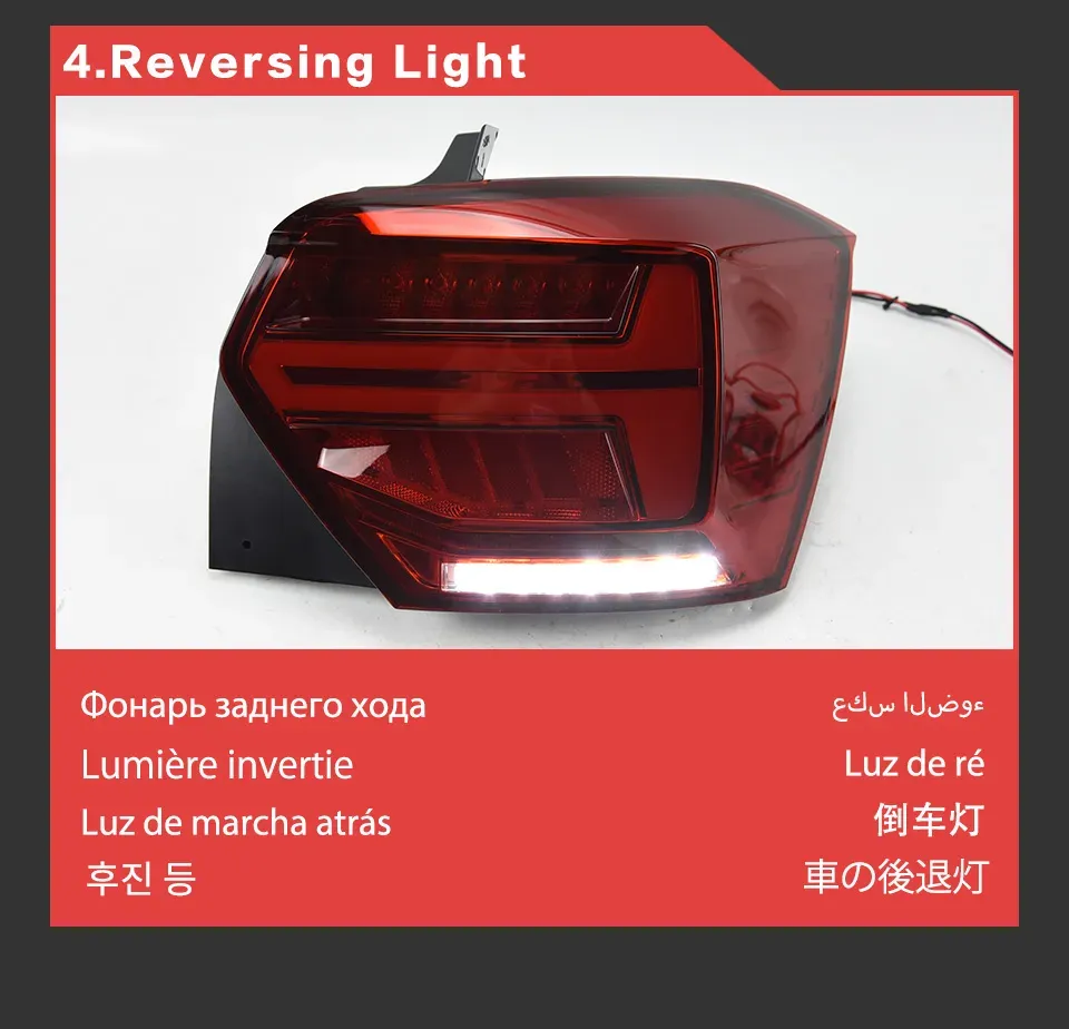 Car Styling Taillights Dynamic Streamer Turn Signal Indicator Lighting Accessories For VW Polo LED Tail Light Brake Running Fog Reverse Rear Lamp Assembly