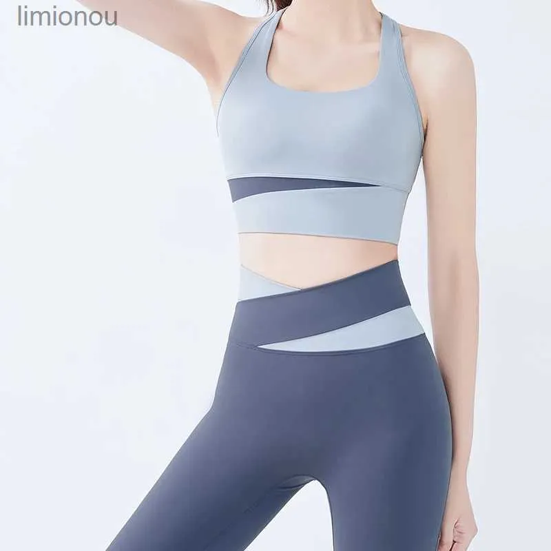 Active Sets Women Gym Set 2 Piece Yoga Suit For Sport Patchwork Set Lady Sport Bra Crop Top High Waist Yoga Shorts Set Women Gym ClothingL240118