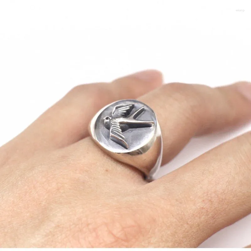 Anéis de cluster vintage tridimensional alívio andorinha anel para homens jóias na moda masculino índice dedo ajustável presente legal namorado