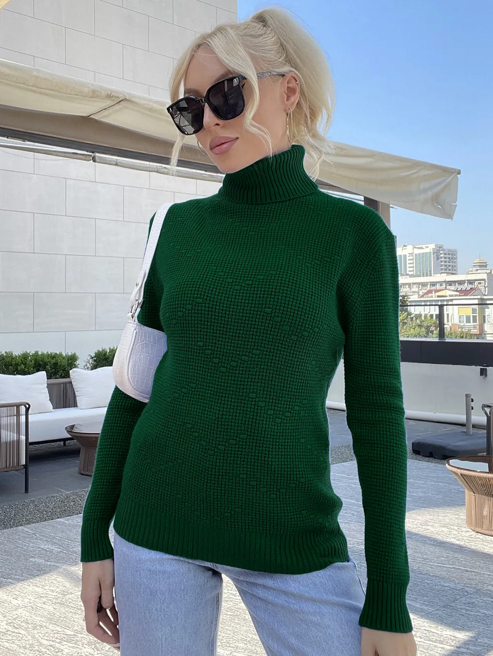 Women`s Sweaters 2023 Women`s Daily All Match Pullover Knitwear Turtleneck Long Sleeve Simple Basic Sweater Top