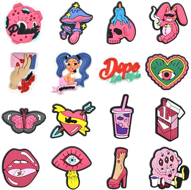 New Pink Girl Sharms Charms Wholesale Cartoon Shoe Decoration PVC Buckle for Shoe