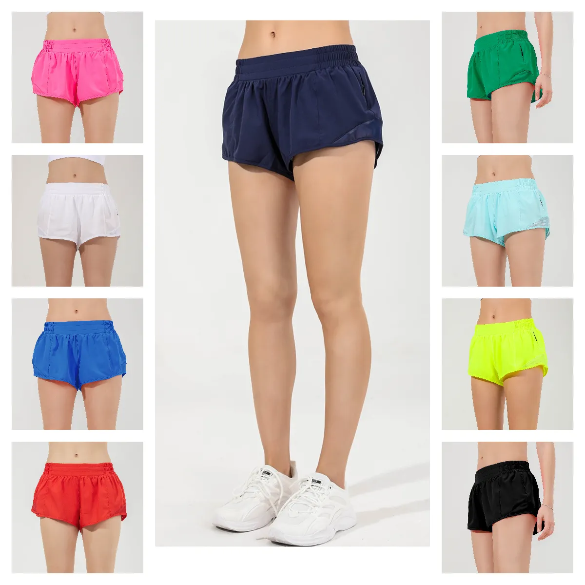 Lu-Z Women Yoga Hot Athletic Yoga Pants Elastyczne pasy do biegania Shorts Pocket Gym