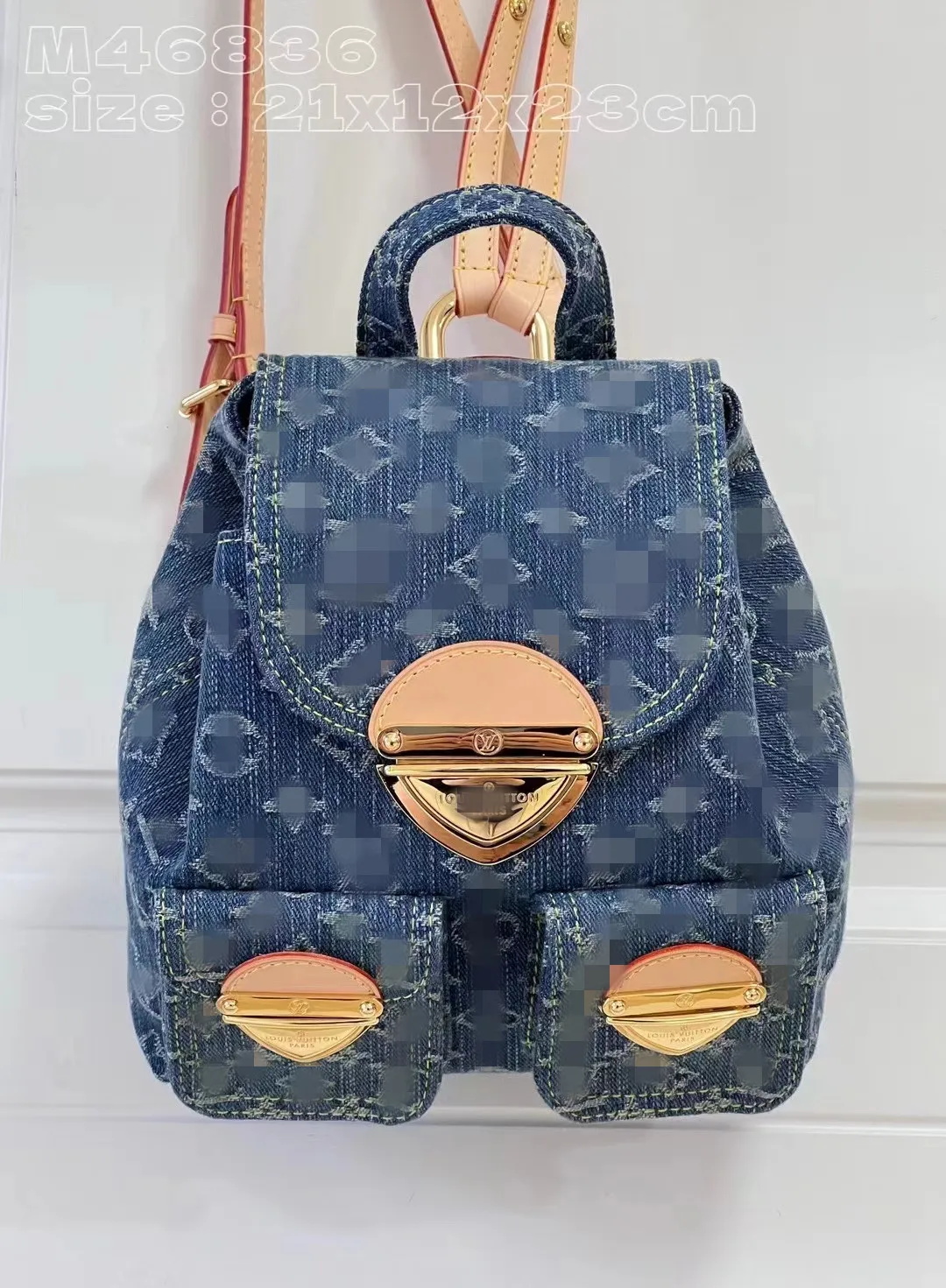 2024 The latest fashion denim with top cowhide backpack All-in-one handbag Shoulder Bag 21*23*12