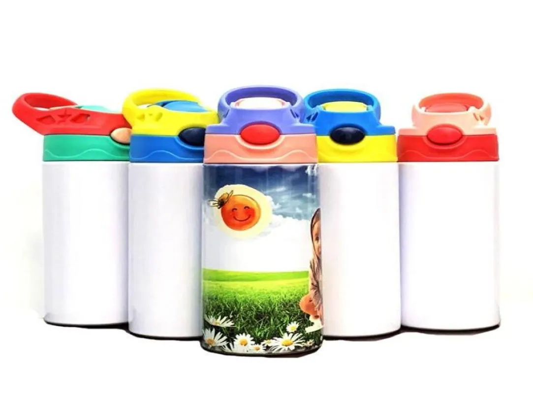 350ml Sublimation Kids Blank Sippy Cup with Straw Stainless Steel Water Bottle Children Milk Mugs 6 Colors Duckbill Thermos Cup Ne3172900