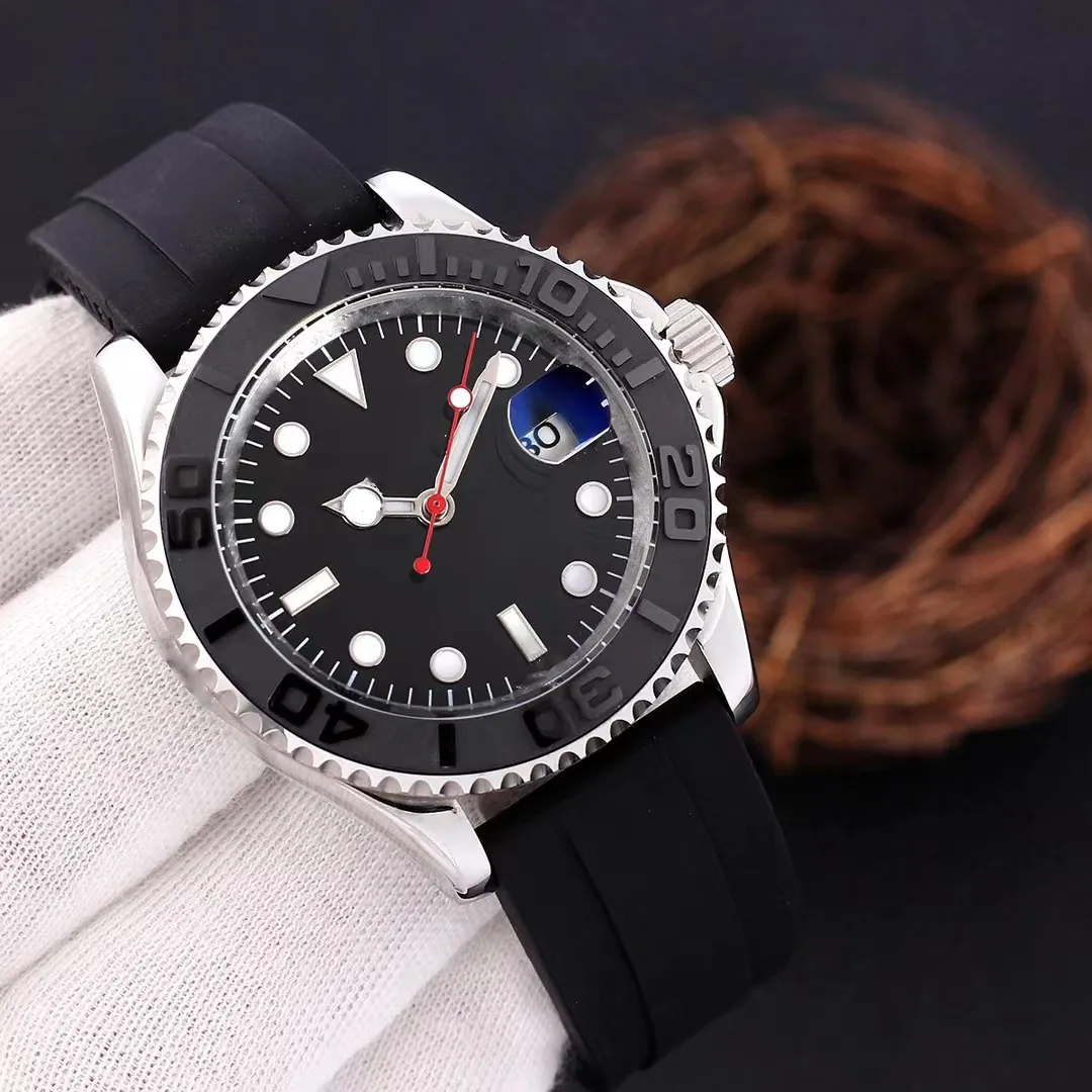 Relojes deportivos de calidad para hombre Estilo 42 mm Esfera negra Maestro Automático Mecánico Cristal de zafiro Modelo clásico Reloj de pulsera plegable Reloj de hombre súper luminoso con caja