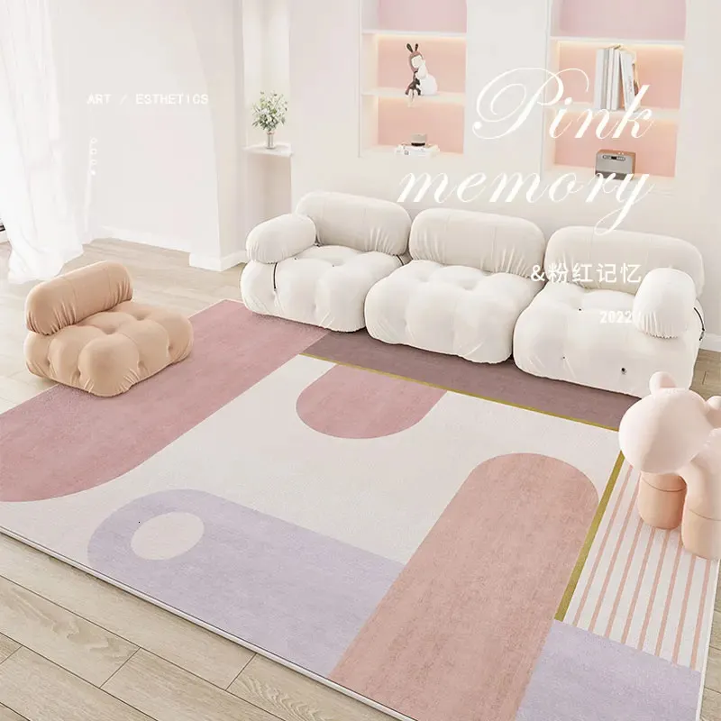 Tapis minimalistes modernes pour salon, grande surface, décor de chambre à coucher, tapis abstrait, tapis de sol rose pour la maison, tapis de vestiaire antidérapant 240117