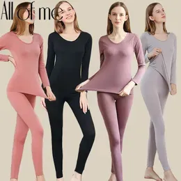 Womens Thermal Underwear Warm Sexy Intimate Long John Shape Set Mid Collar Formed Clothing 231120