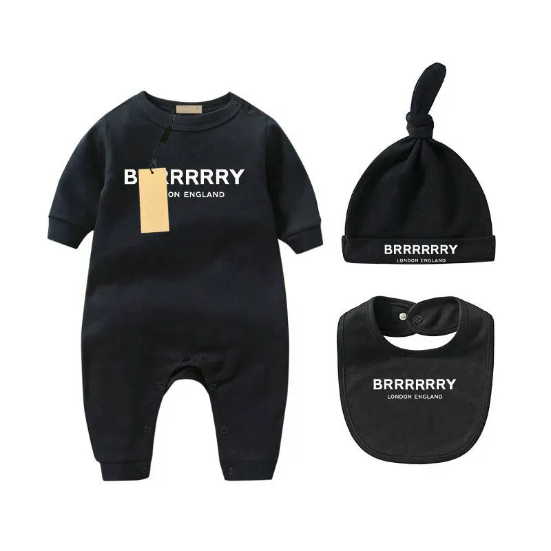 Baby bodysuit voor baby's pasgeboren baby jumpsuit meisje ontwerper merk brief kostuum overalls kleding outfit romper outfi slabbetje 3pc CSG2401187-6