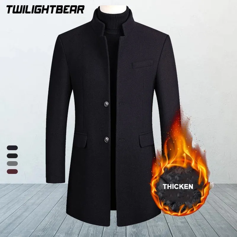 Winter Jackets Mens Wool Blends Coats Solid High Quality Streetwear Business Thicken Woollen Overcoat Men Clothing 4XL A0F2811 240117