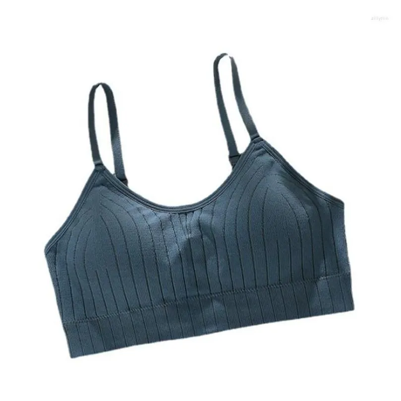 Camisoles & Tanks Camisoles Tanks Women Seamless Push Up Bra Ribbed Striped Wire Padded Bralette With Adjustable Straps Solid Color S Dh3Yx
