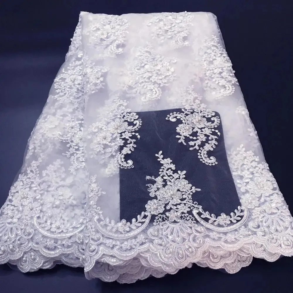 Pure White Lace Fabrics For African Parties Wedding Lace Embroidered Fabric Beded African Lace Fabric For Wedding Dress W006D 240117 From 64 94 DHgate