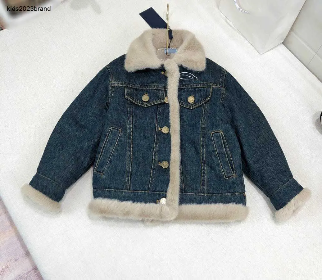 ニューキッズジャケットデザイナーデニムボーイズガールズラペルコートサイズ110-160冬のベビー服太い暖かい子供のアウターウェアjan20