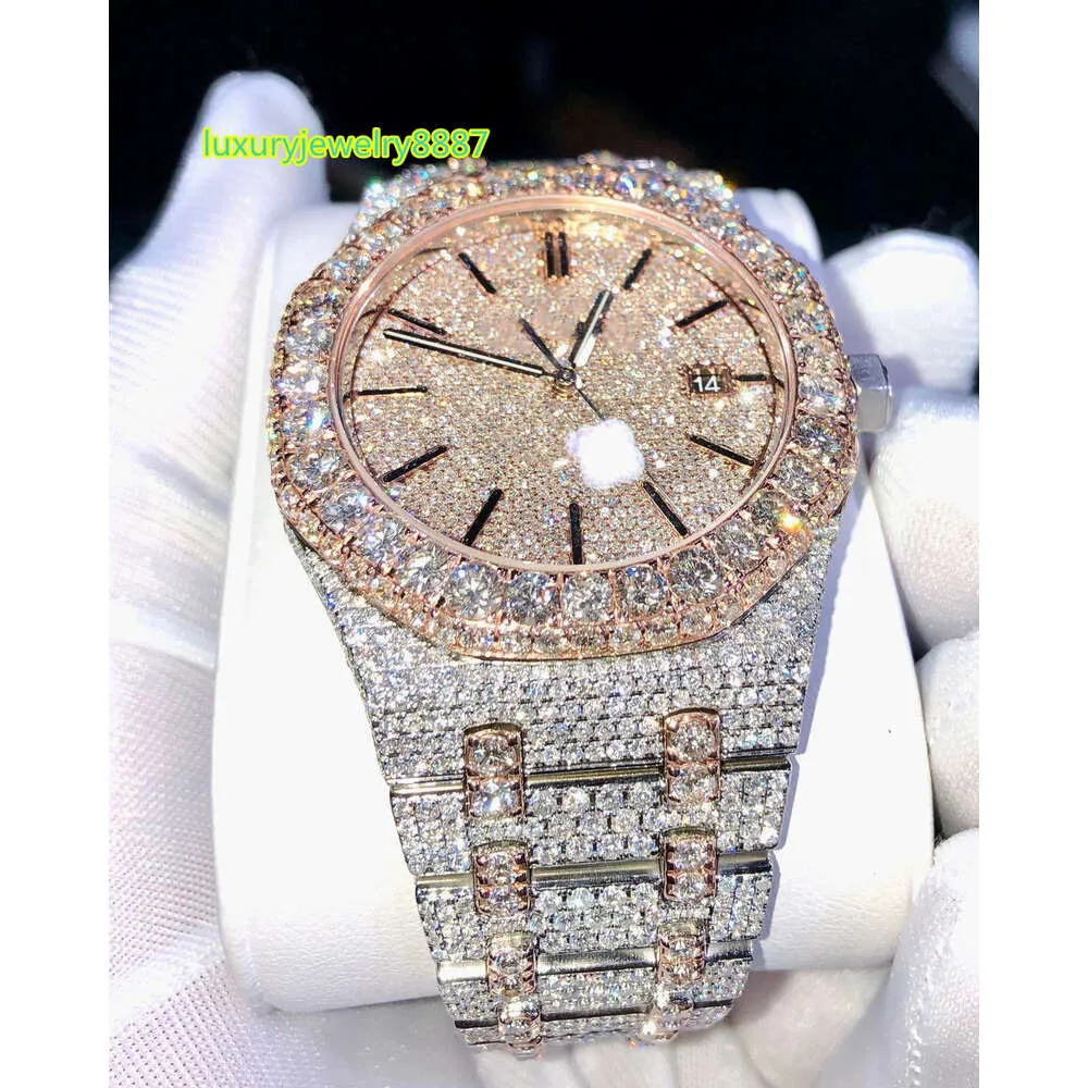 Iced Out VVS Moissanite Watches Diamond Automatic Movement Luxury Handmade Fully Ice out Diamond Hip Hop Watch