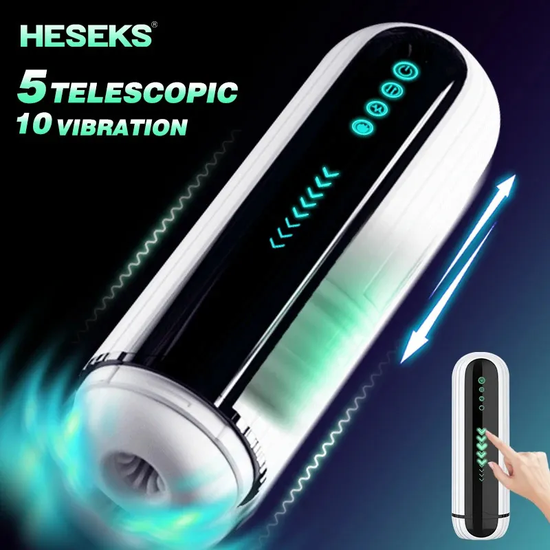 HESEKS 5 vibrazioni di spinta vibratore automatico masturbatori maschili pompino vagine masturbazione per adulti giocattoli del sesso per gli uomini 18 240118