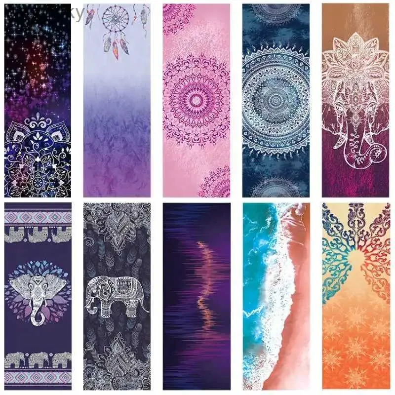 Yoga Mats 2022 The New 183 * 63CM 3MM Printed Natural Rubber Yoga Mat Women High Quality Fitness Mats Pilates Gym Exercise Healthy TapeteL240118