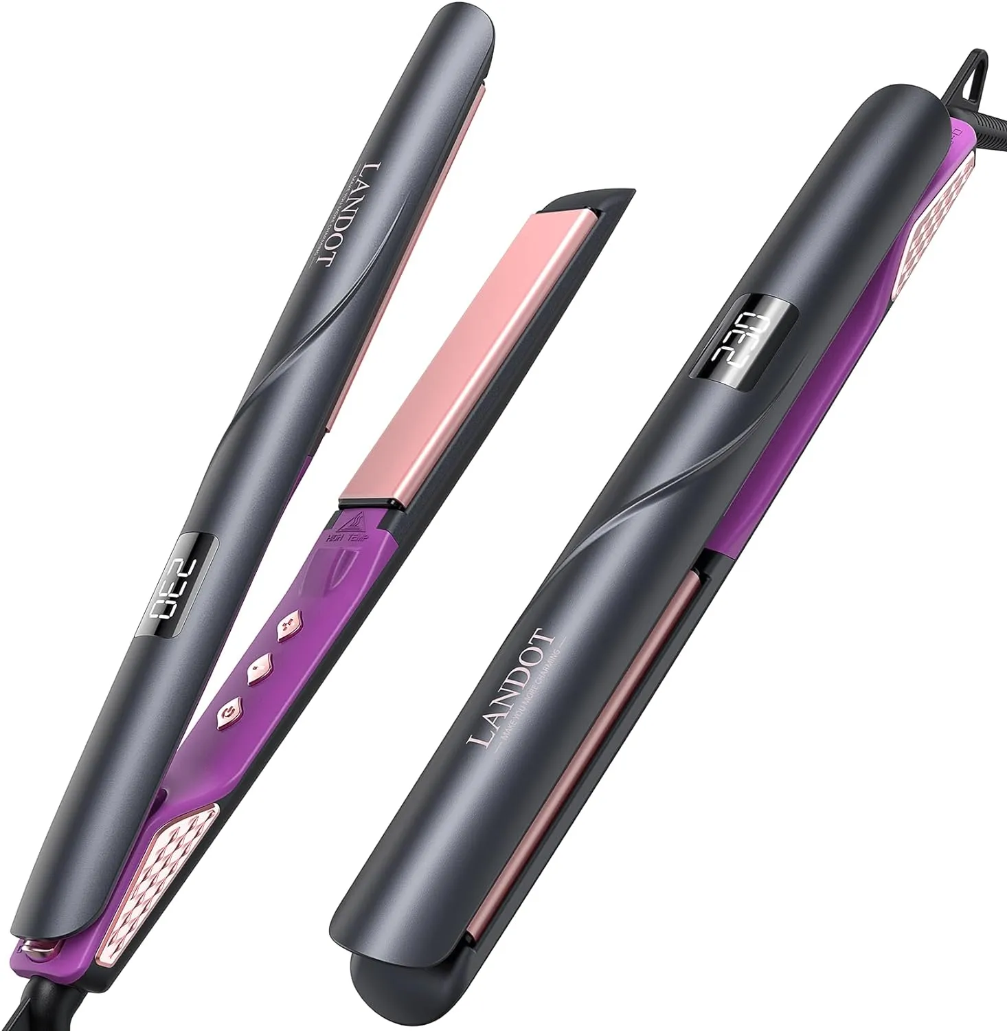 Landot Flat Iron Hair reustener 1 بوصة: تقويمه و Curler 2 في 1-محترفة Cratling Curling Iron for Cateren Curl Wave Hair QF-Z300