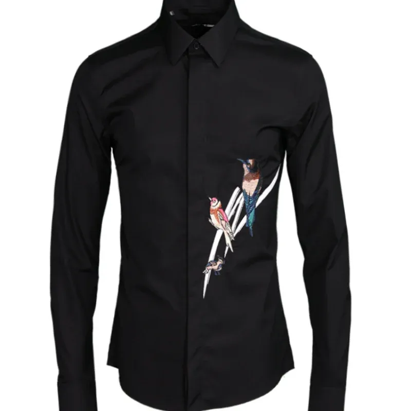 nuovo arrivo di alta qualità cotone Gazza ricamato uomo camicie primavera autunno moda manica lunga plus size M L XL 2XL 3XL 4XL