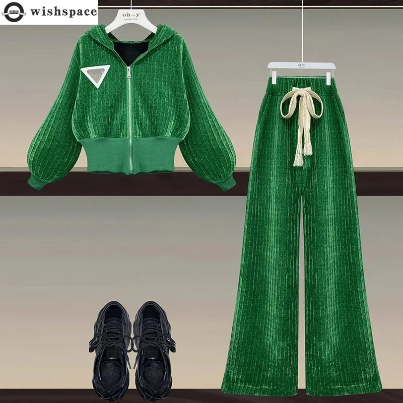 Autumn Slim Long Sleeve Corduroy Jacket Coat Casual byxor Tvådelar Eleganta kvinnors byxor Set Full Outfit 240117