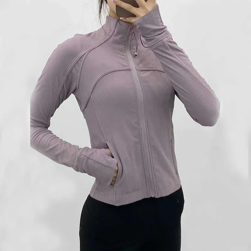 Yoga kläder långärmad beskuren sportjacka LU-38 Kvinnor Zip Fitness Winter Warm Gym Top ActiveWear Running Coats Workout Clothes Woman 50