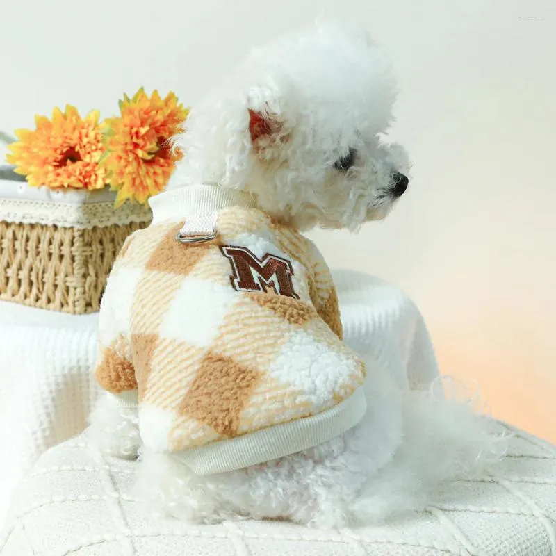 Cão vestuário pequeno suéter outono inverno bonito xadrez pulôver pet moda desinger roupas filhote de cachorro arnês gato malhas yorkshire maltese