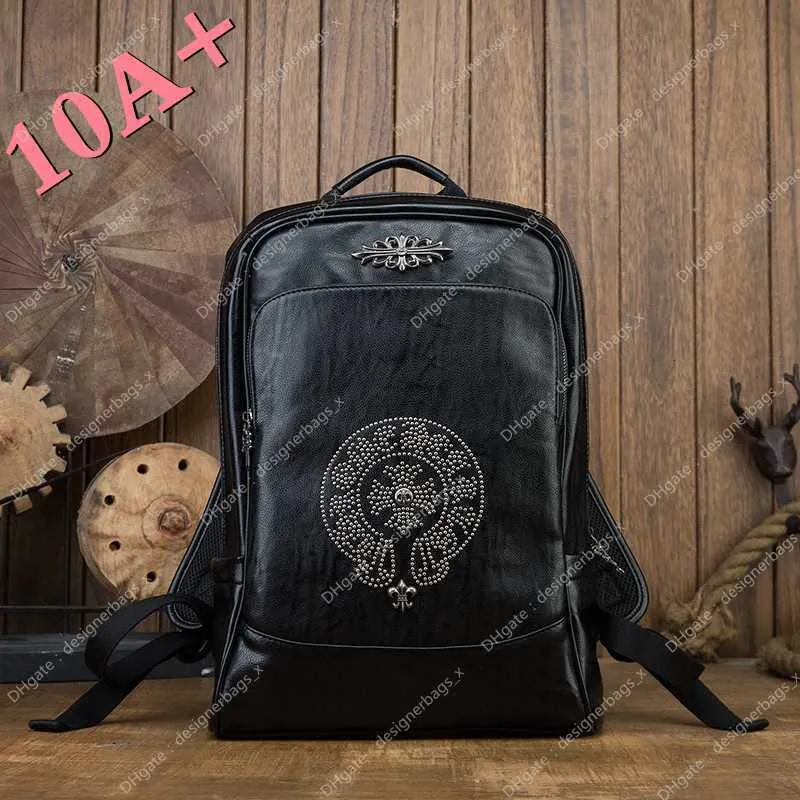 10A+ Hochwertige Tasche Leder-Reiserucksack für Männer mit handgefertigten Accessoires Trendige und modische personalisierte Punk-Taschen aus Rindsleder für Herren