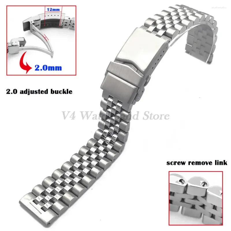 Watch Bands 20 22 24mm Steel Bracelet For Water Ghost Jubilee Diving Watchband Screw Remove Link Strap Lengthen Solid Buckle