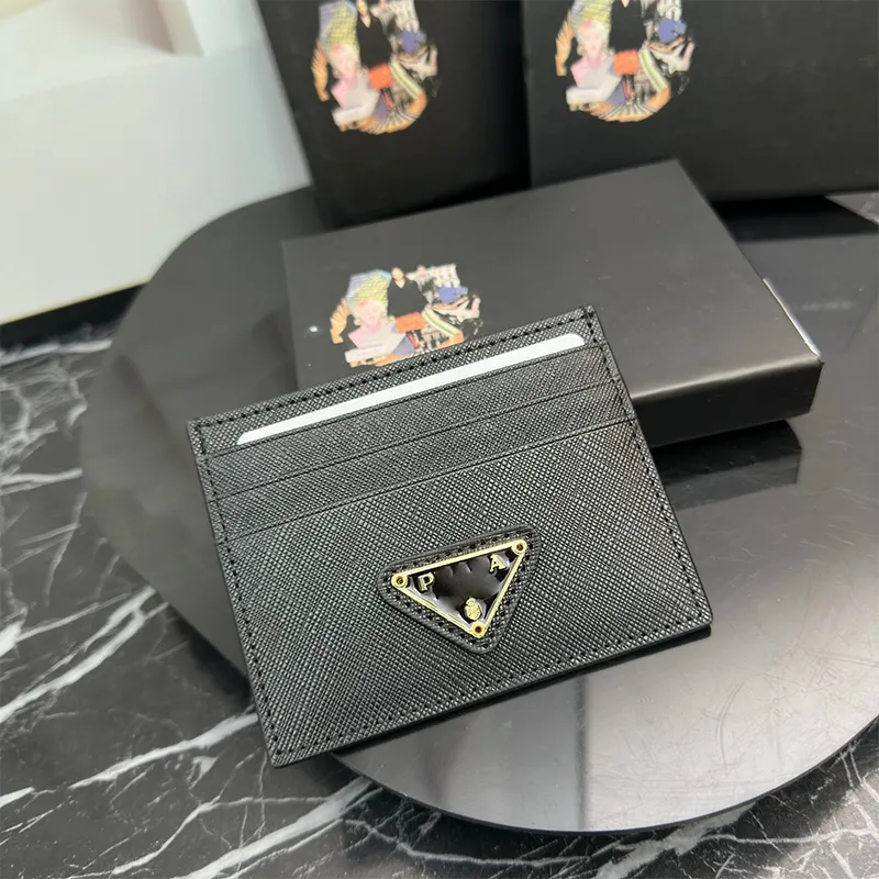 Signaturkortfodral Nytt kvinnor Pass Holder Luxury Coin Purse Fashion Mini Wallet Credit Card Holder Long Wallet Ultra-Thin Money Clip Compact Black