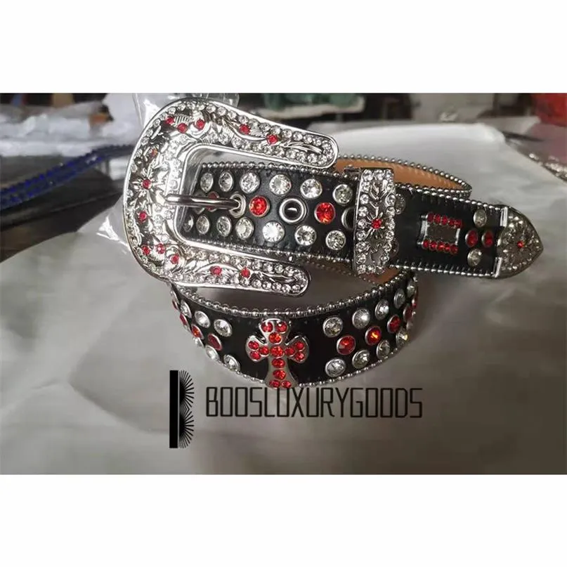 2022 Designer Belt Bb Simon Belts for Men Women Shiny diamond belt black red bb belts290T