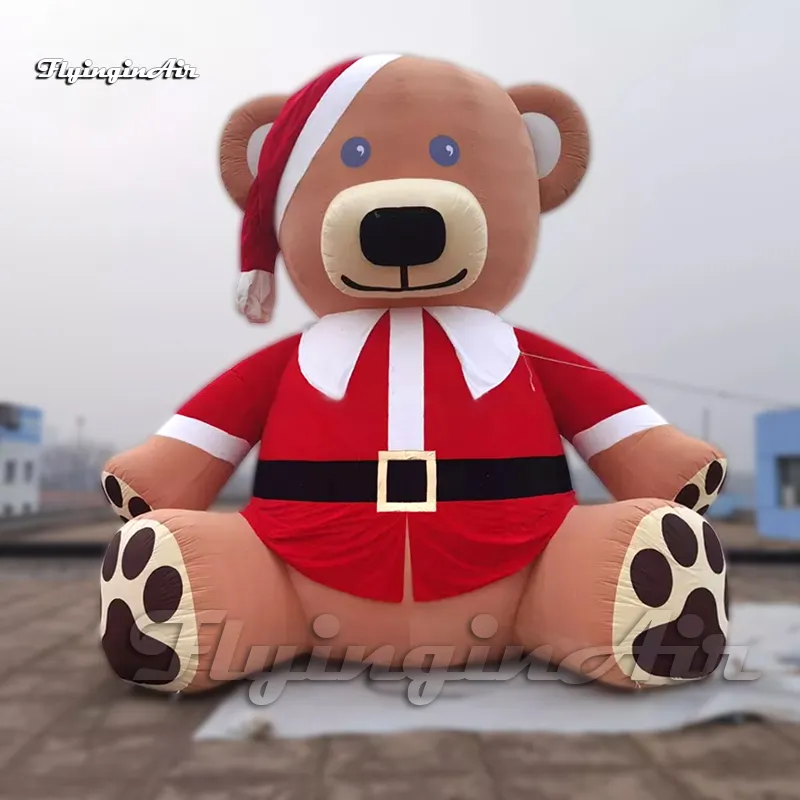 vendita all'ingrosso decorazioni natalizie all'aperto modello di orso gonfiabile mascotte animale del fumetto grande palloncino ad aria compressa per l'esposizione del parco