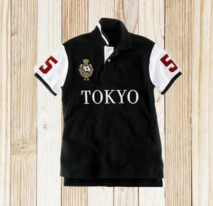 Tokyo Polos Shirts Men Embroidered Polos Summer Cotton Breathable Short Office Business Men Clothing Plus Size 3XL 4XL 5XL 6XL