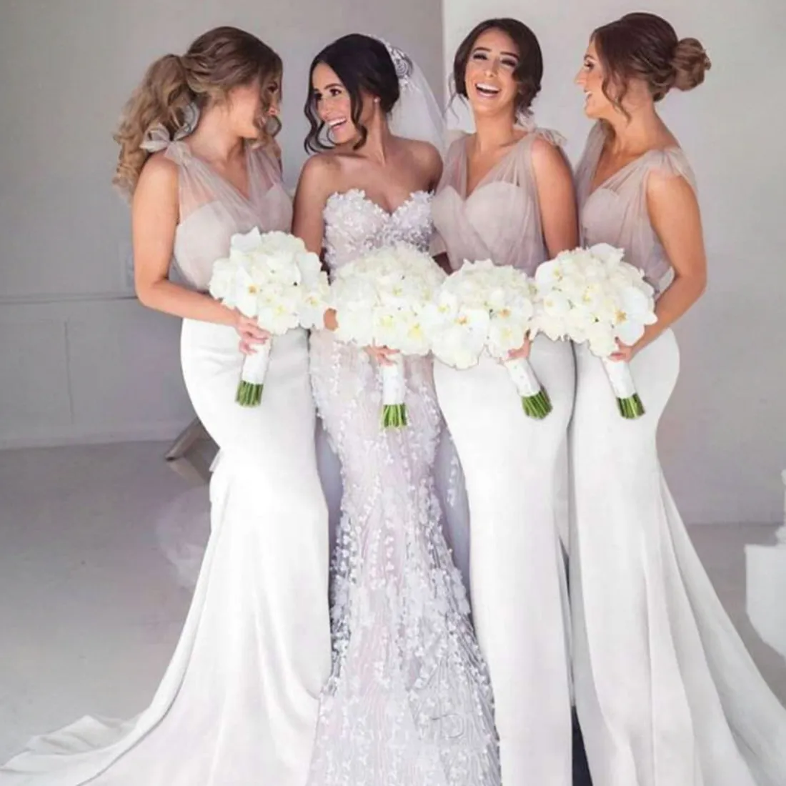 Elegant Ivory Mermaid Bridesmaid Dress: V-Neck Tulle & Satin, Perfect Maid of Honor Gown. Shop Now! from Dhgate Bridesmaid Dress - price 97.84 Elegant Ivory Mermaid Bridesmaid Dress: V-Neck Tulle & Satin, Perfect Maid of Honor Gown. Shop Now! from Dhgate Bridesmaid Dress - price 97.84