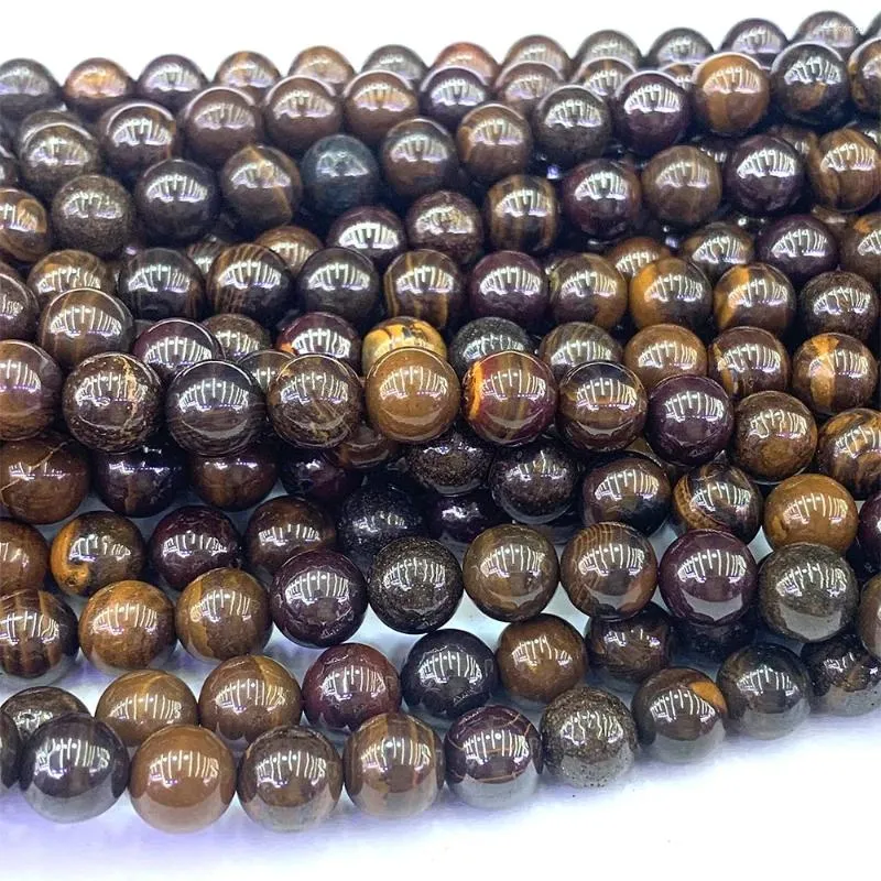 Piedras preciosas sueltas Veemake, piedra de tigre de hierro marrón, collar Natural DIY, pulseras, pendientes, colgantes, cuentas redondas para fabricación de joyas