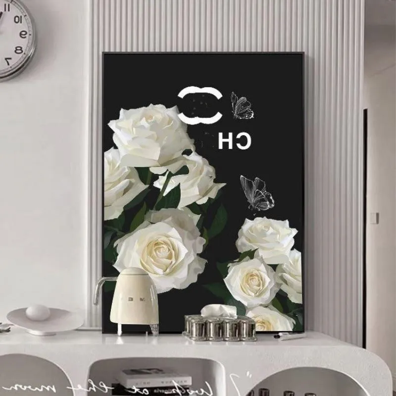 Designer Dekorativ målning Ins Flower Letter Logo Klädbutik Dekorativ målning Badrum Levande rum Skrivbord Målning kan placeras hängande heminredning