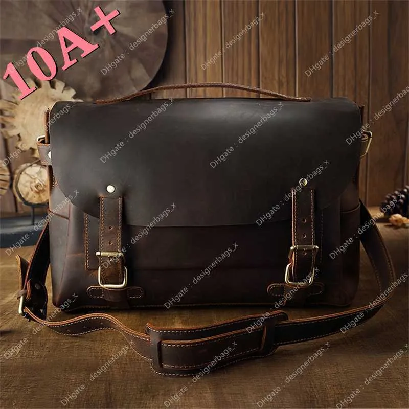 Hoge kwaliteit Crazy for Handmade Gepersonaliseerde Leren Tas Cambridge Horse Baotou Messenger Handheld Heren Schoudertassen 10A+