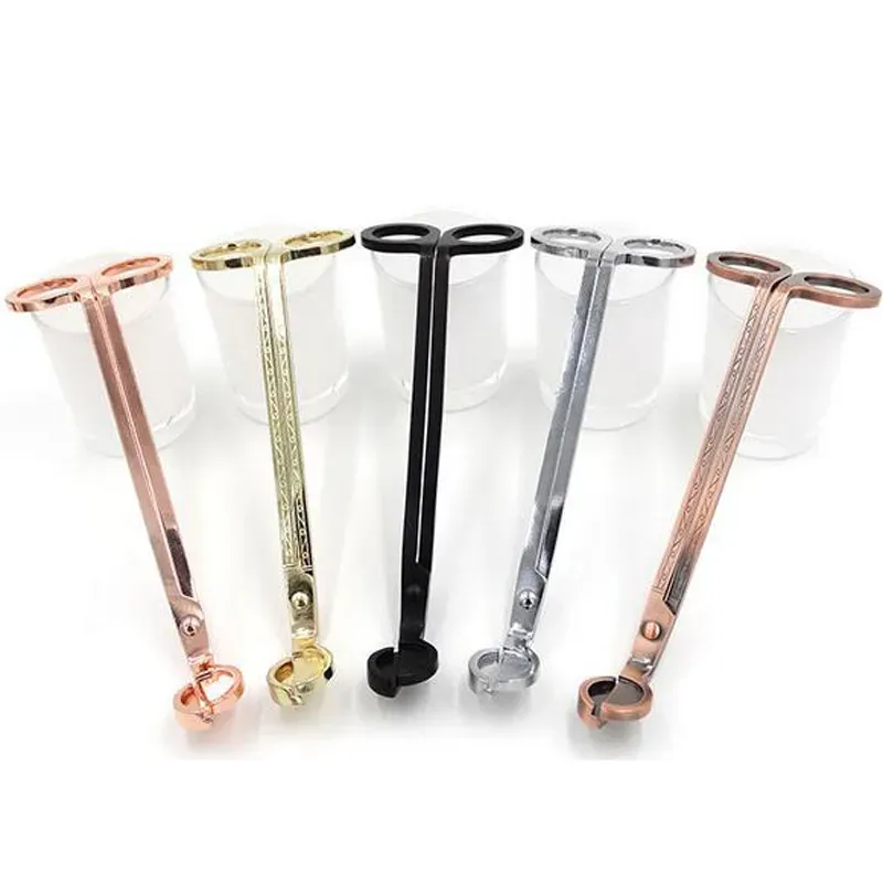 Stainless Steel Snuffers Candle Wick Trimmer Rose Gold Sliver Metal Candle Scissors Cutter Candle DIY Oil Lamp Trim scissor Cutter for Home Birthday Party DHL