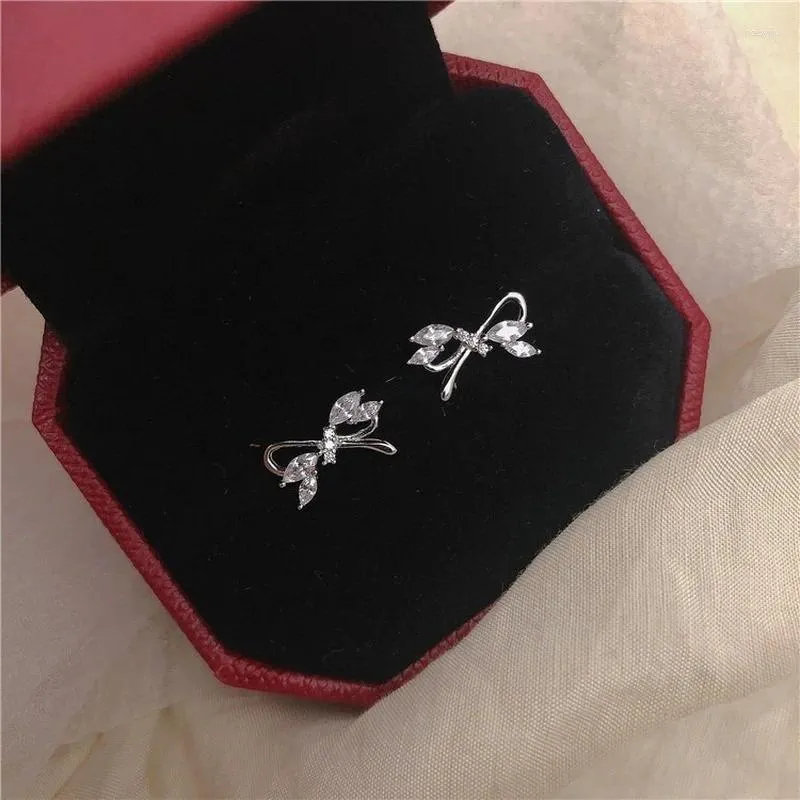 Stud Earrings Beautiful Sparkling Zirconia Bowknot For Women Girl Simple Charm Jewelry Friend Gifts