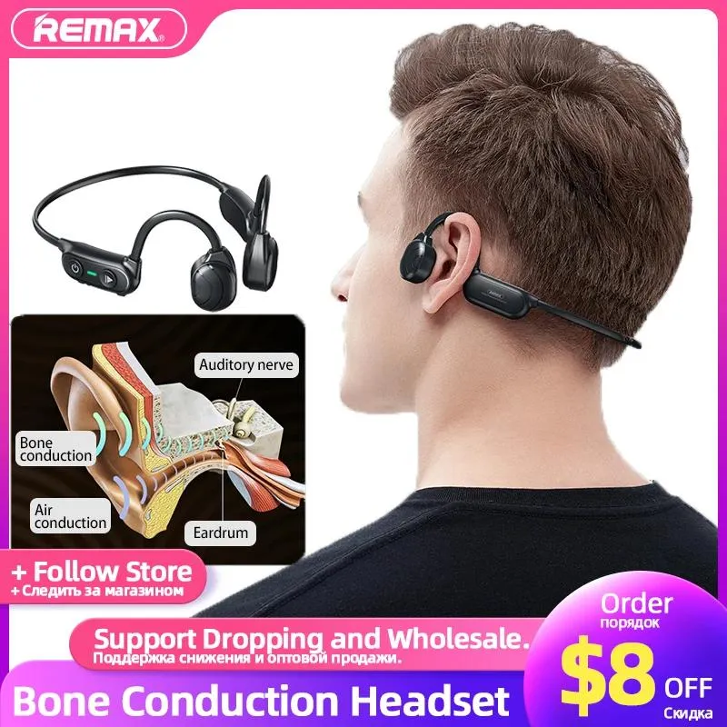 Kopfhörer Remax Drahtlose Kopfhörer Stereo Wasserdicht Sport Knochen Leitung Bluetooth Kopfhörer Freihändiges Headset Für iPhone Xiaomi