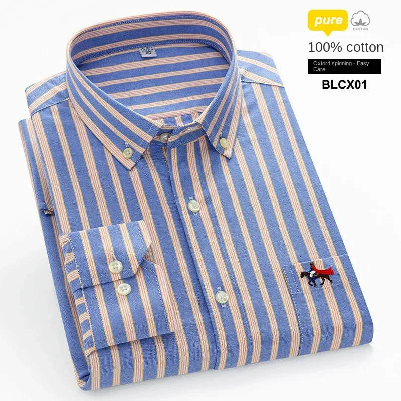 5xl Spring och Autumn Oxford 100% Cotton Mens Shirt Långärmning som inte är järn.