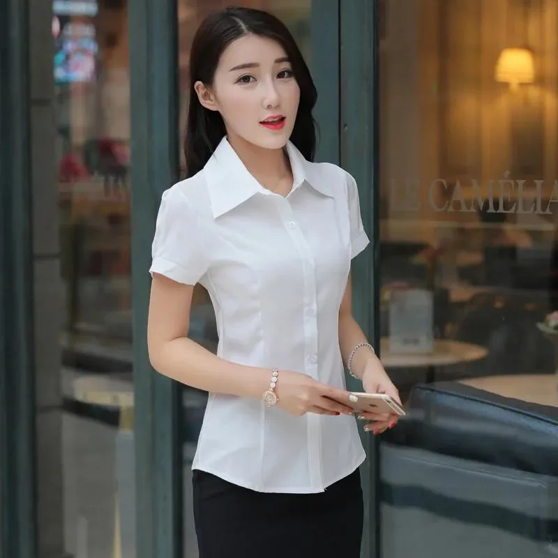 Capris Plus Size 4XL 5XL Summer Women Shird New Semoleve Ol Elegant Tops and Blouses White Chiffon Shirts Office Wear Wear Slim